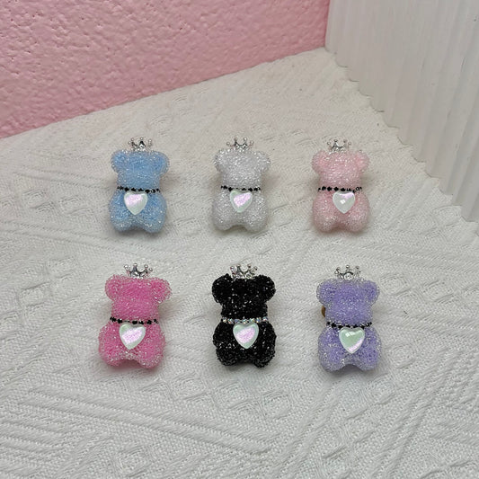「4cm×2.5cm」砂糖くまちゃん登場!癒し系ビーズ かわいいスマホストラップ DIY アクセサリー材料 手作り ハンドメイド🎀